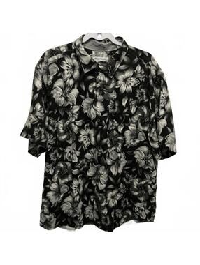Tommy Bahama Hibiscus Hideaway Black Floral Short Sleeve Shirt XL New $148